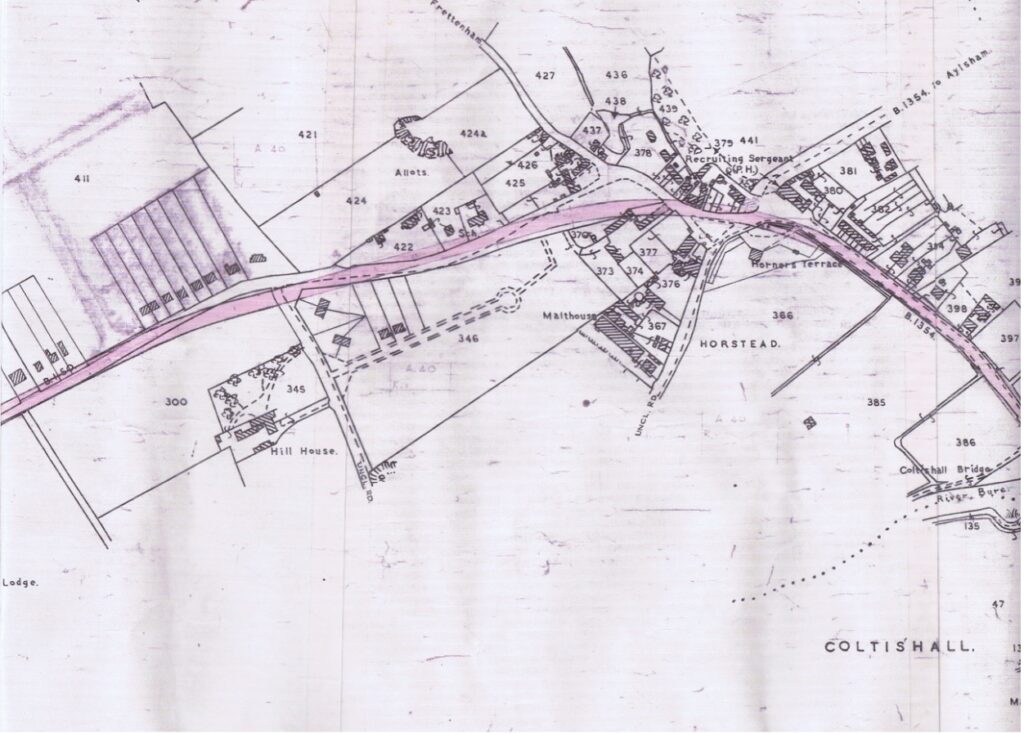 NCC 1953 plan for the alteration of the N Walsham Road in Horstead