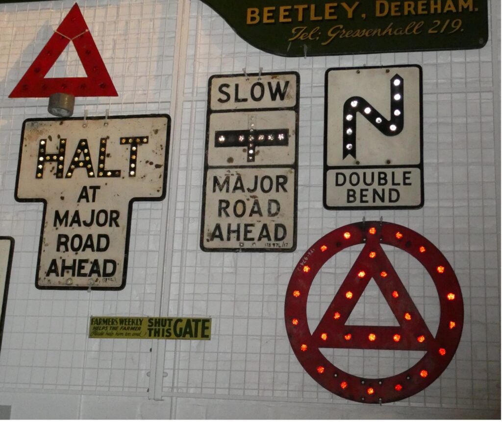 Pre 1968 Traffic Signs at Gressenhall Museum